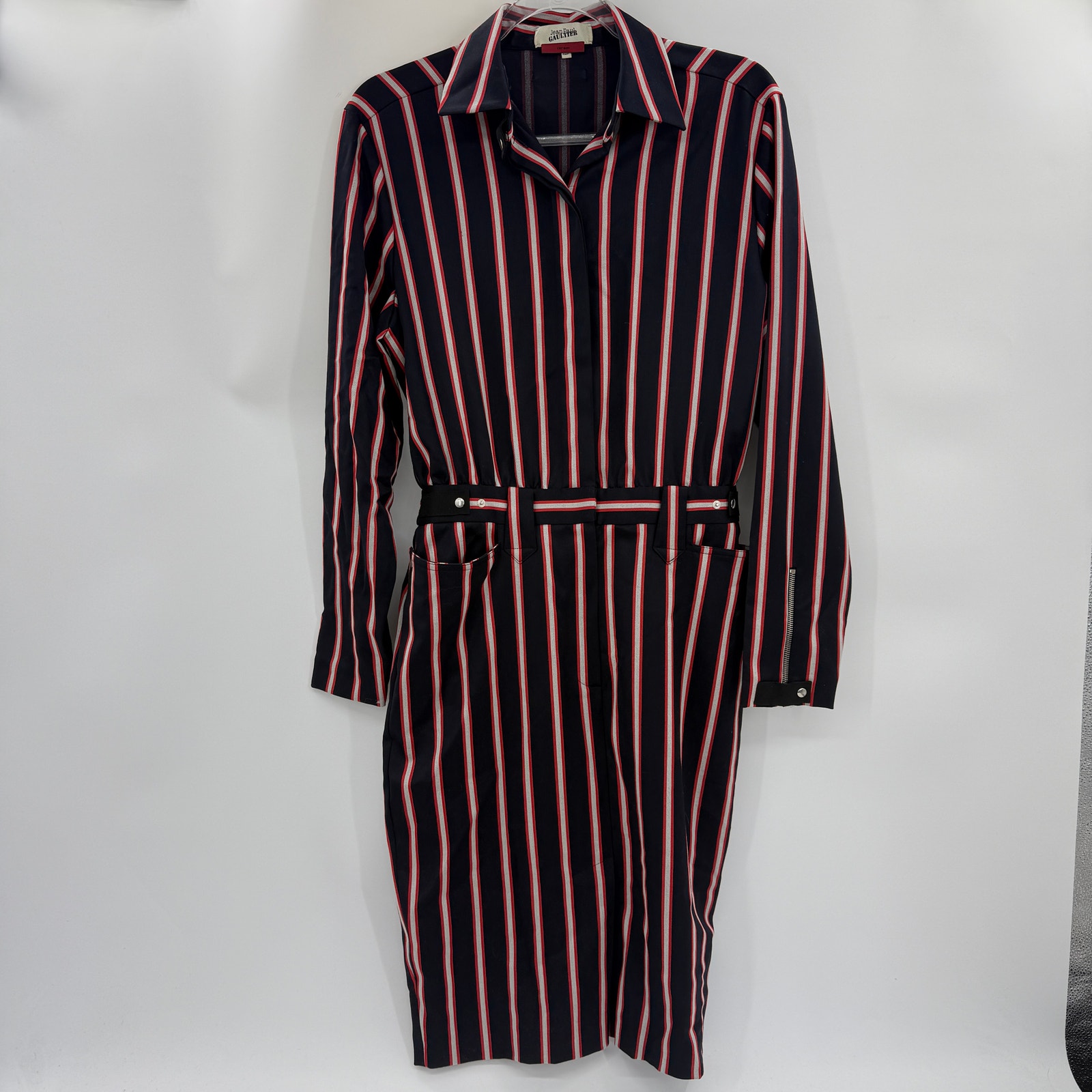 Jean Paul Gaultier Ikram Striped Shirt Dress Size Eu 44 / Us 10 Wool Mariniere